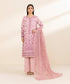 Womens Unstitched Embroidered Pink Three Piece Cotton Jacquard Suit